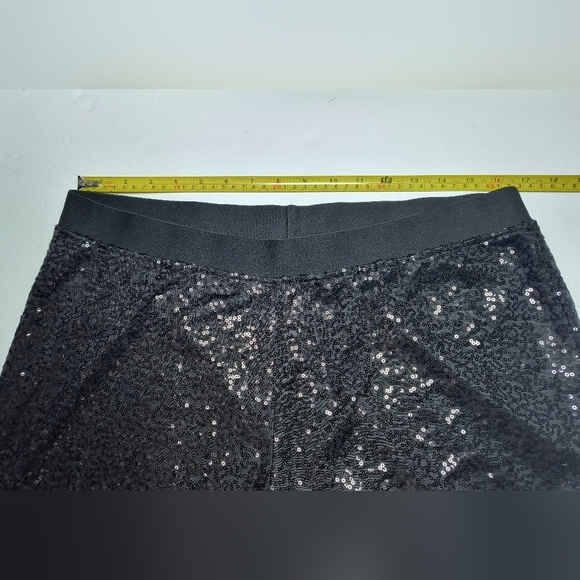 Kensie Elegant Whimsigoth Sequin Women's Wide Leg Stretch Waist Black Pants XL - Picture 6 of 9
